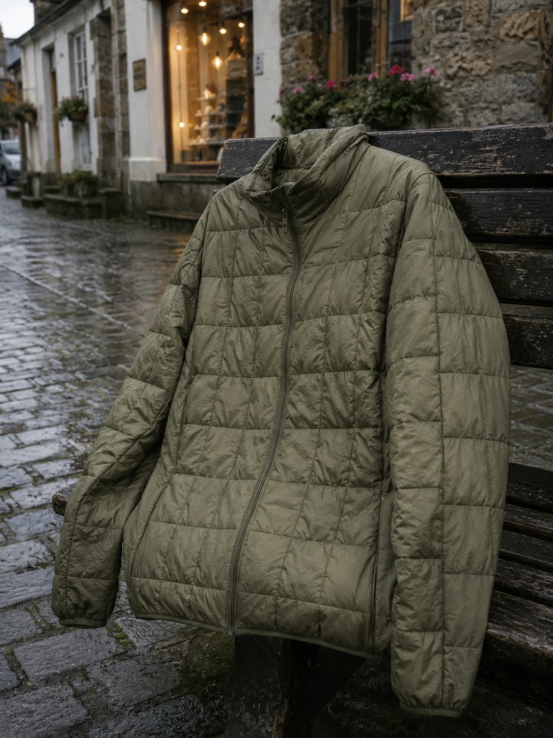 packable insulated jacket, photographed where it is graded highest