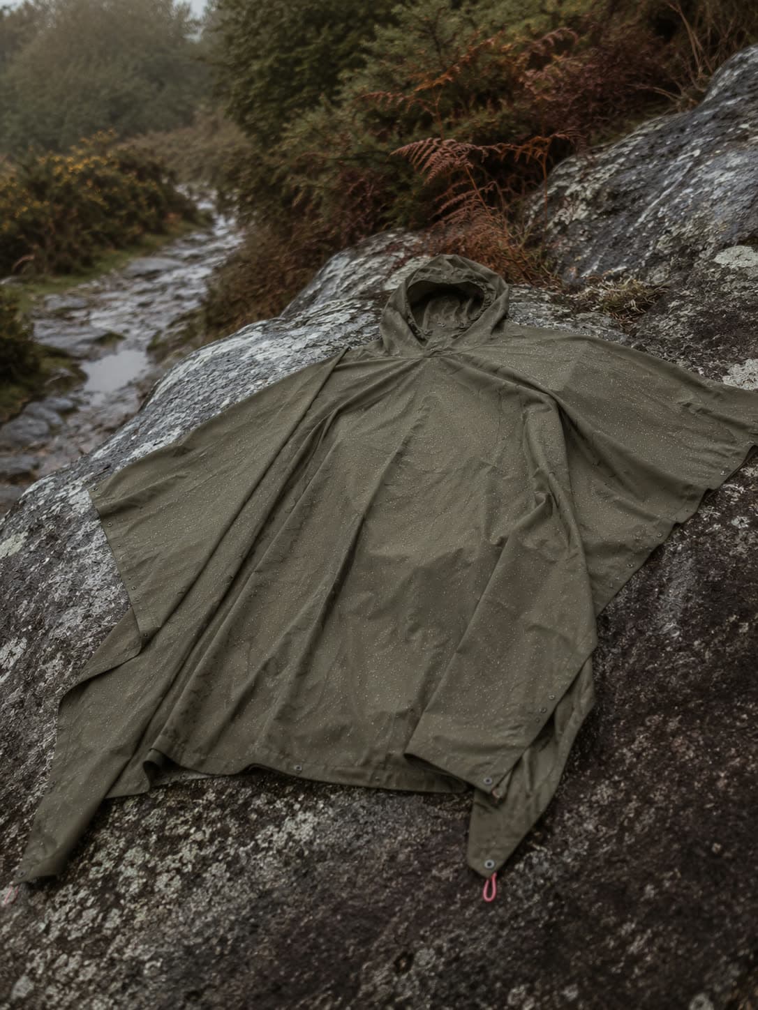 poncho packable, photographed where it is graded highest